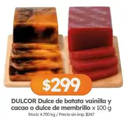 Cordiez Dulcor dulce de batata vainilla y cacao o dulce de membrillo oferta