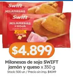 Cordiez Swift milanesas de soja jamón y queso oferta