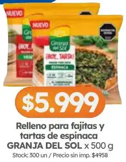 Cordiez Granja del sol relleno para fajitas y tartas de espinaca oferta