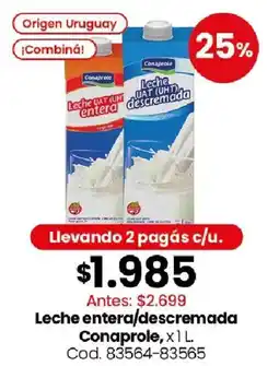 Coto Conaprole leche entera/descremada oferta