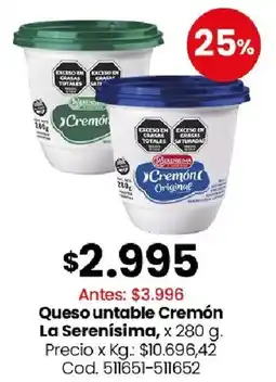 Coto La serenísima queso untable cremón oferta