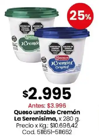 Coto La serenísima queso untable cremón oferta