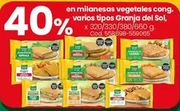 Coto Granja del sol en milanesas vegetales cong. varios tipos oferta