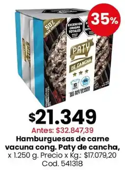 Coto Paty de cancha hamburguesas de carne vacuna cong. oferta