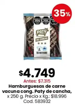 Coto Paty de cancha hamburguesas de carne vacuna cong. oferta