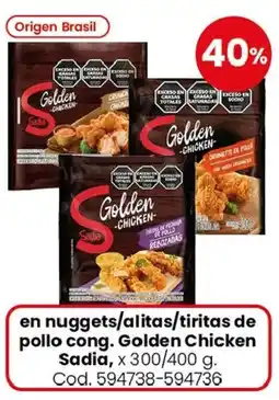 Coto Golden chicken sadia en nuggets/alitas/tiritas de pollo cong. oferta