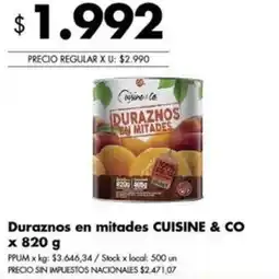 Disco Cuisine & Co duraznos en mitades oferta