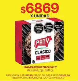 Supermercados Vea Paty hamburguesas clásico oferta