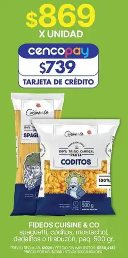 Supermercados Vea Cuisine & Co fideos spaguettis coditos mostachol dedalitos tirabuzón oferta