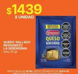 Supermercados Vea La serenisima queso rallado reggianito oferta