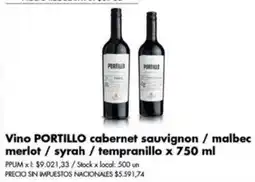 Disco Portillo vino cabernet sauvignon / malbec merlot / syrah / tempranillo oferta