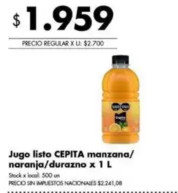 Disco Cepita jugo listo manzana/naranja/durazno oferta