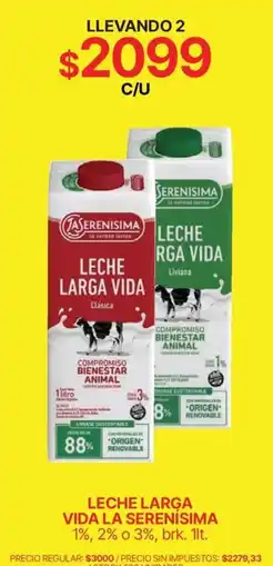 Supermercados Vea La serenisima leche larga vida oferta