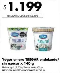 Disco Tregar yogur entero natural endulzado/sin azúcar oferta
