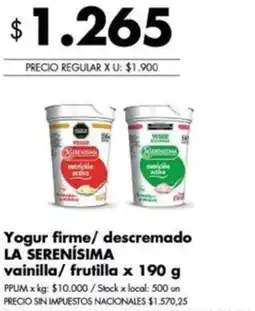Disco La serenisima yogur firme/ descremado vainilla/ frutilla oferta