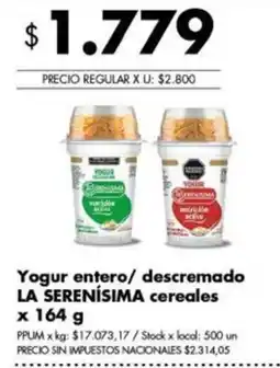 Disco La serenisima yogur entero/ descremado oferta