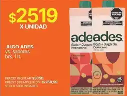 Supermercados Vea adeades jugo soja + jugo de durazno oferta