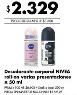 Disco Nivea desodorante corporal roll-on varias presentaciones oferta