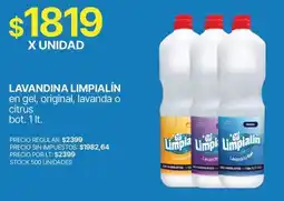 Supermercados Vea Limpialin lavandina en gel, original, lavanda o citrus oferta