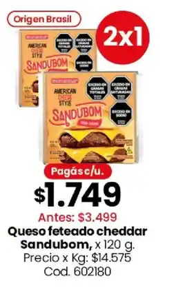 Coto Sandubom queso feteado cheddar oferta