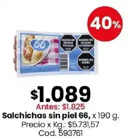 Coto 66 salchichas sin piel oferta