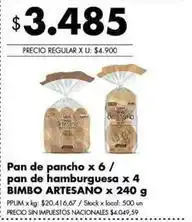Disco Bimbo - pan de pancho x 6 / pan de hamburguesa x 4 oferta
