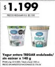 Disco Tregar - yogur entero endulzado/sin azúcar oferta