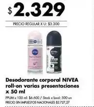 Disco Nivea - desodorante corporal roll-on oferta
