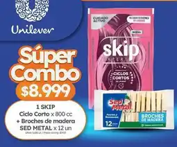 Cordiez Skip - ciclo corto x 800 cc + broches de madera sed metal x 12 un oferta