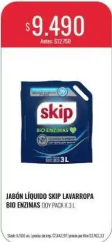 Supermercados Tadicor Skip - jabón líquido lavarropa bio enzimas doy pack oferta