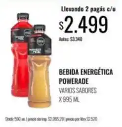 Supermercados Tadicor Powerade - bebida energética oferta