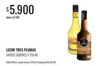 Supermercados Tadicor Tres plumas - licor tres plumas oferta