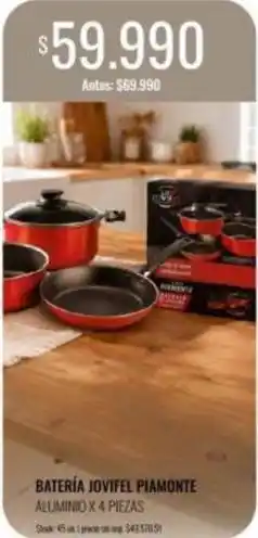 Supermercados Tadicor Batería jovifel piamonte aluminio x 4 piezas oferta