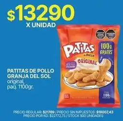 Supermercados Vea Granja del sol - patitas de pollo original oferta