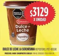 Supermercados Vea La serenísima - dulce de leche repostero oferta