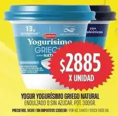 Supermercados Vea Yogur griego natural endulzado o sin azucar oferta