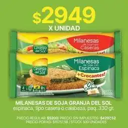 Supermercados Vea Granja del sol - milanesas de soja oferta