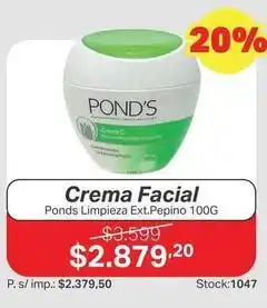 Ferniplast Ponds - crema facial limpieza ext.pepino oferta