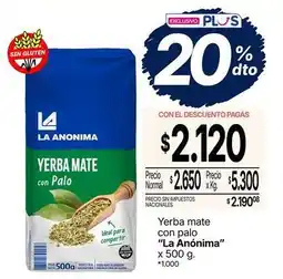 La Anonima La anónima - yerba mate con palo oferta