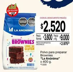 La Anonima La anónima - polvo para preparar brownies oferta