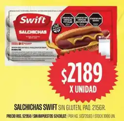 Supermercados Vea Swift salchichas sin gluten, paq. oferta