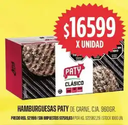 Supermercados Vea Paty hamburguesas de carne, cja. oferta