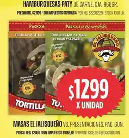 Supermercados Vea El jalisqueño tortillas artesanales de trigo y salvado oferta
