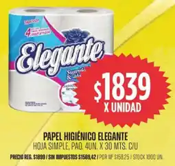 Supermercados Vea Elegante papel higiénico oferta