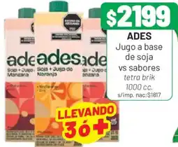 Almacor Ades jugo a base de soja vs sabores oferta