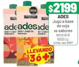 Almacor Ades jugo a base de soja vs sabores oferta