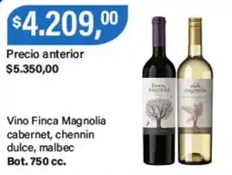 Supermercados Damesco Finca magnolia vino cabernet, chennin dulce, malbec oferta