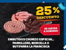 Supermercados Damesco Embutidos chorizo especial, parrillero, morcilla o butifarralla francesca oferta