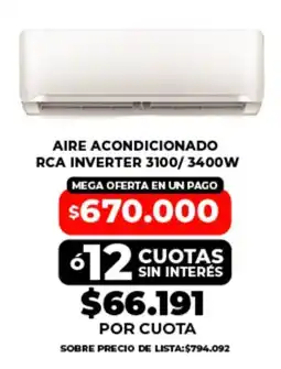 Supermayorista Vital Rca aire acondicionado inverter 3100/3400w oferta