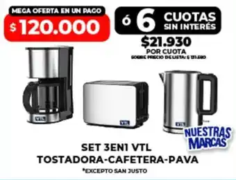Supermayorista Vital Vtl set 3en1 tostadora-cafetera-pava oferta